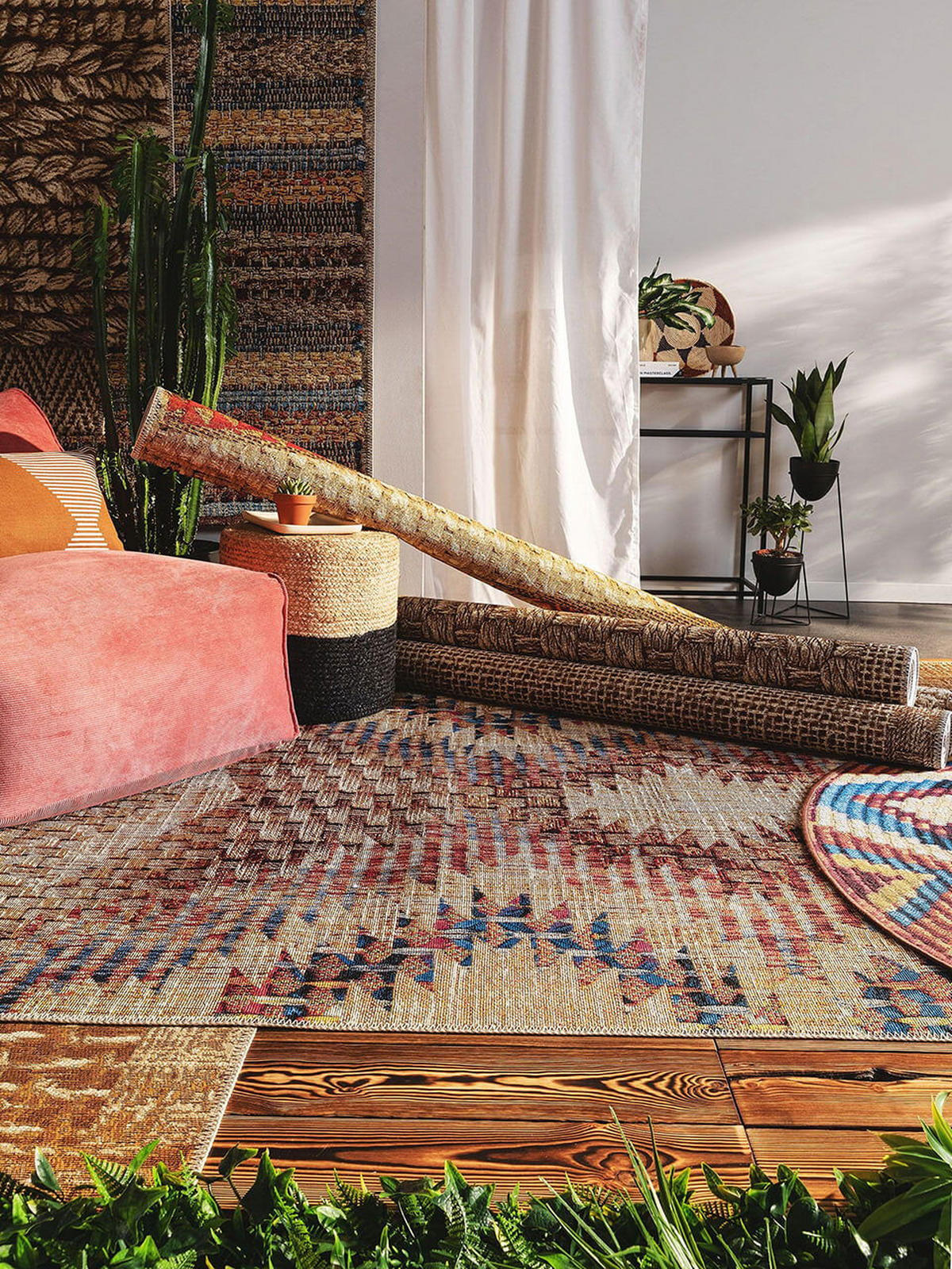 OUTDOORTEPPICH Kenya Multicolor ø 160 cm rund - Multicolor, Kunststoff/Textil (160/1cm) - KUNSTLOFT