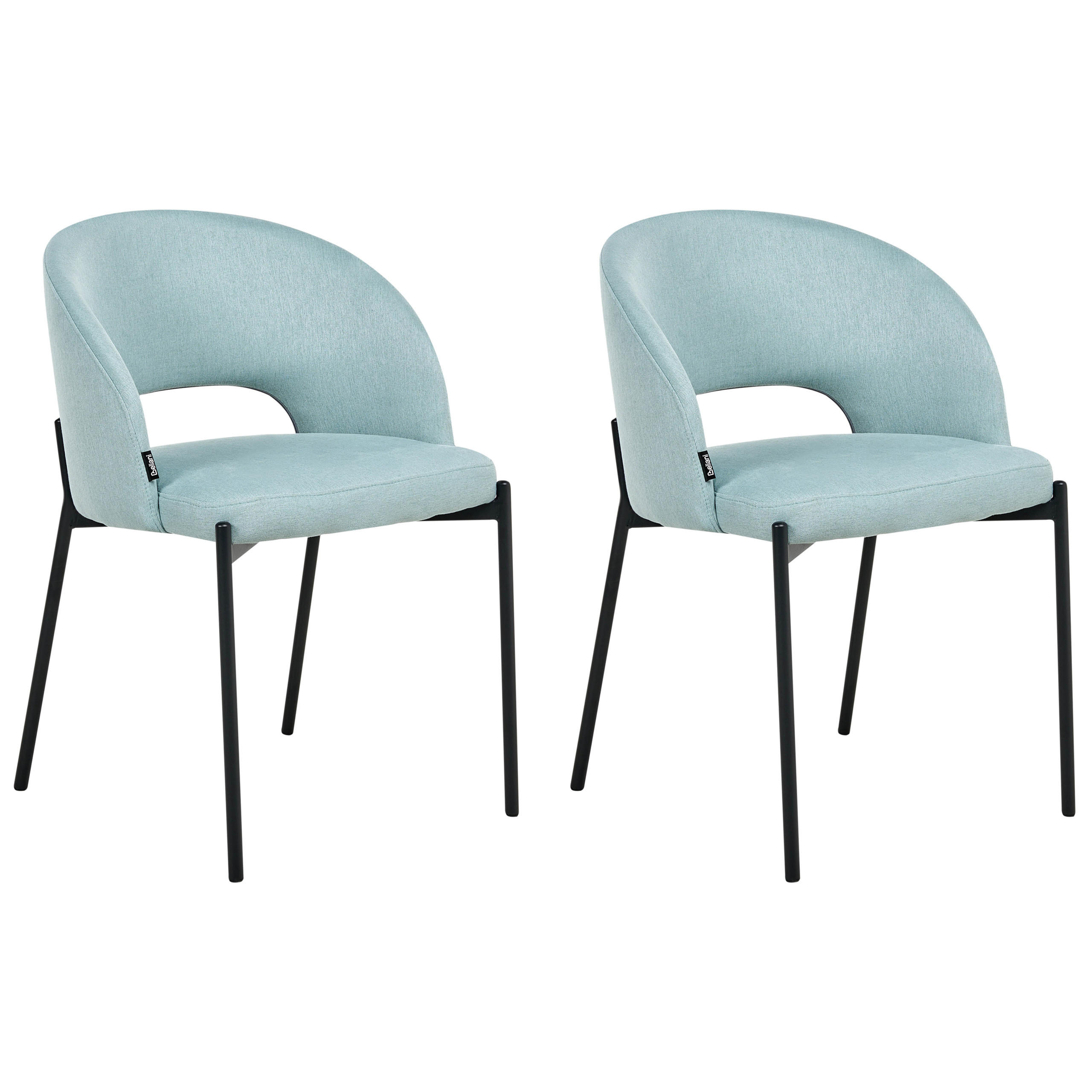 ESSZIMMERSTUHL 2er-Set Hellblau Penny - Blau/Schwarz, Textil (46/76/50cm) - Beliani
