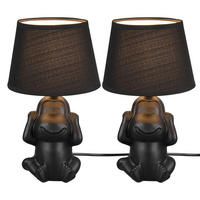 TISCHLEUCHTE Keramik Schwarz 2er Set - Schwarz, Textil (17/17/27cm)