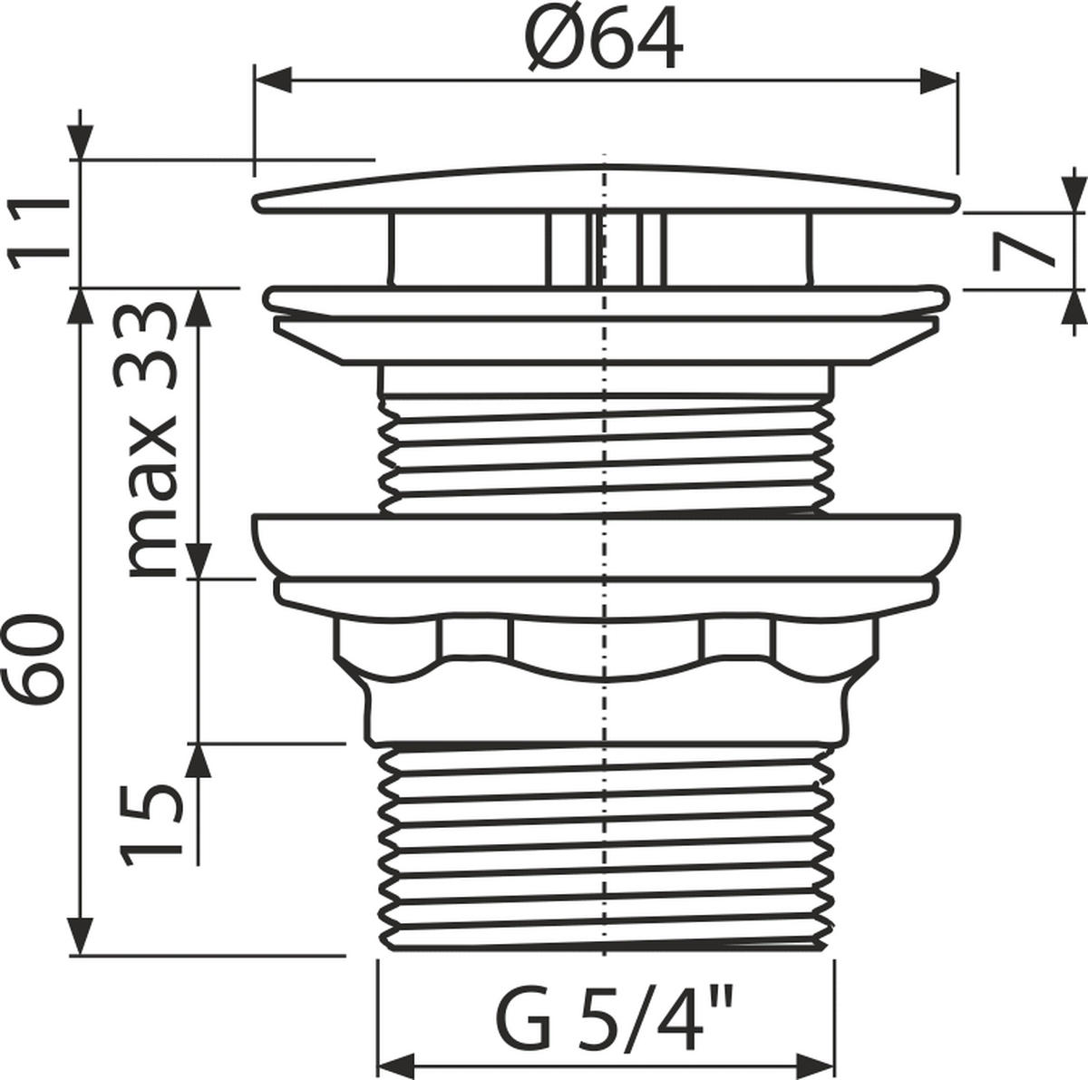 ABLAUFVENTIL 5/4" verchromt Ganzmetall, großer nicht verschließbarer Stopfen - Chromfarben, Metall (8.5/7.2/7.2cm) - Alcadrain