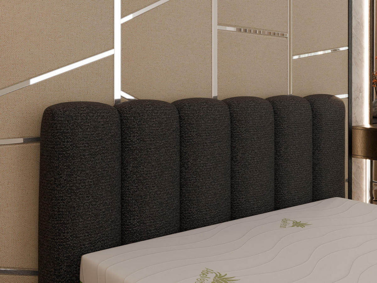 POLSTERBETT ZAIRA 160 x 200 cm mit Bettkasten und Lattenrost, 7-Zonen-Taschenfederkernmatratze CIRA (24 cm) – Hellbeige - Beige, Holz (140/206cm) - Panda Möbel