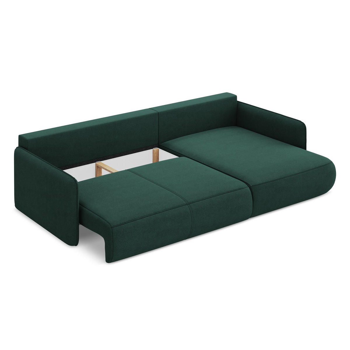 ECKSOFA mit Schlaffunktion Strukturstoff Stoff Grün - Dunkelgrün/Schwarz, Kunststoff/Textil (240/148cm) - LaMiaSofa