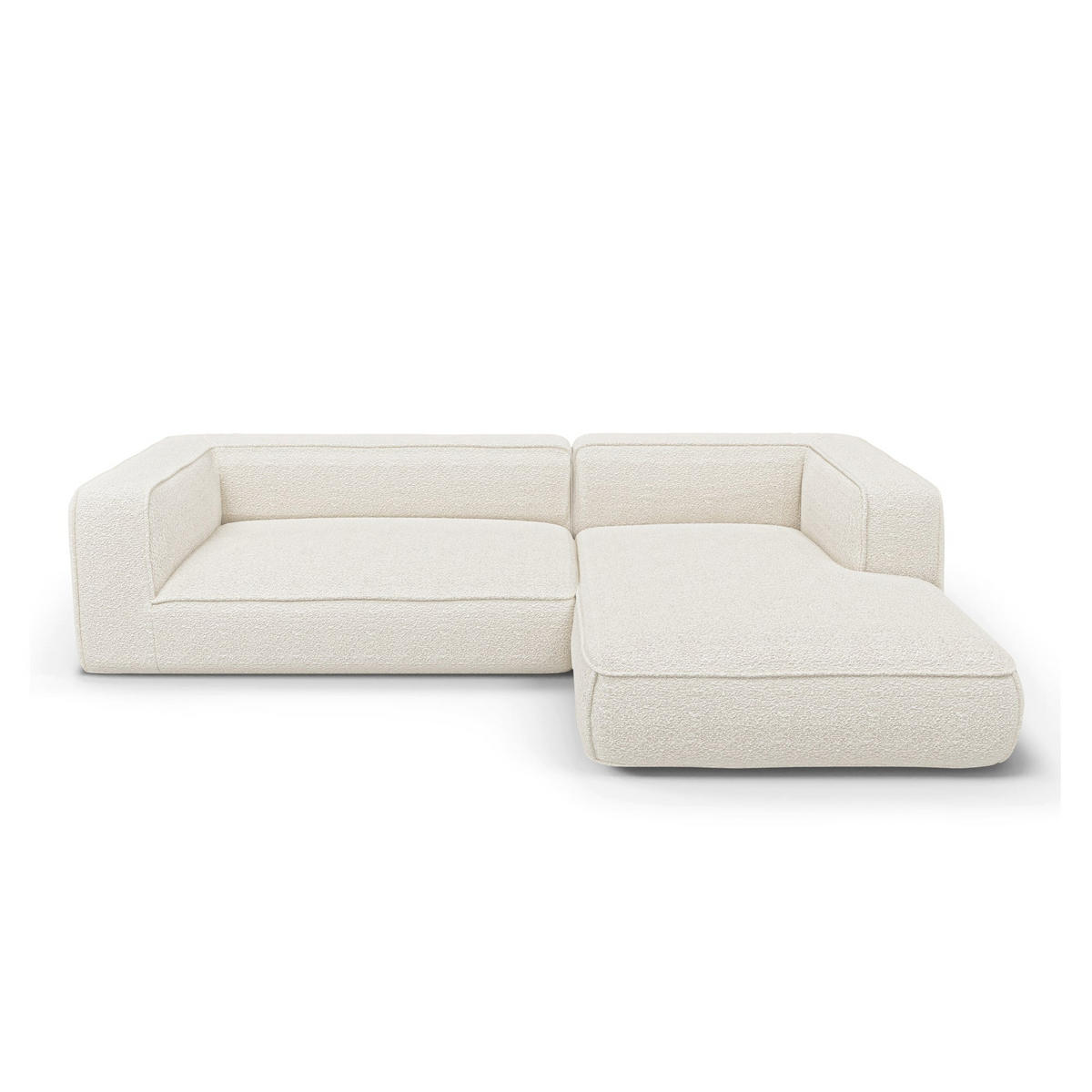 ECKSOFA rechtwinklig SOFIA Frottee Creme 255cm - Creme, Textil (255/166cm) - Premium Interiors