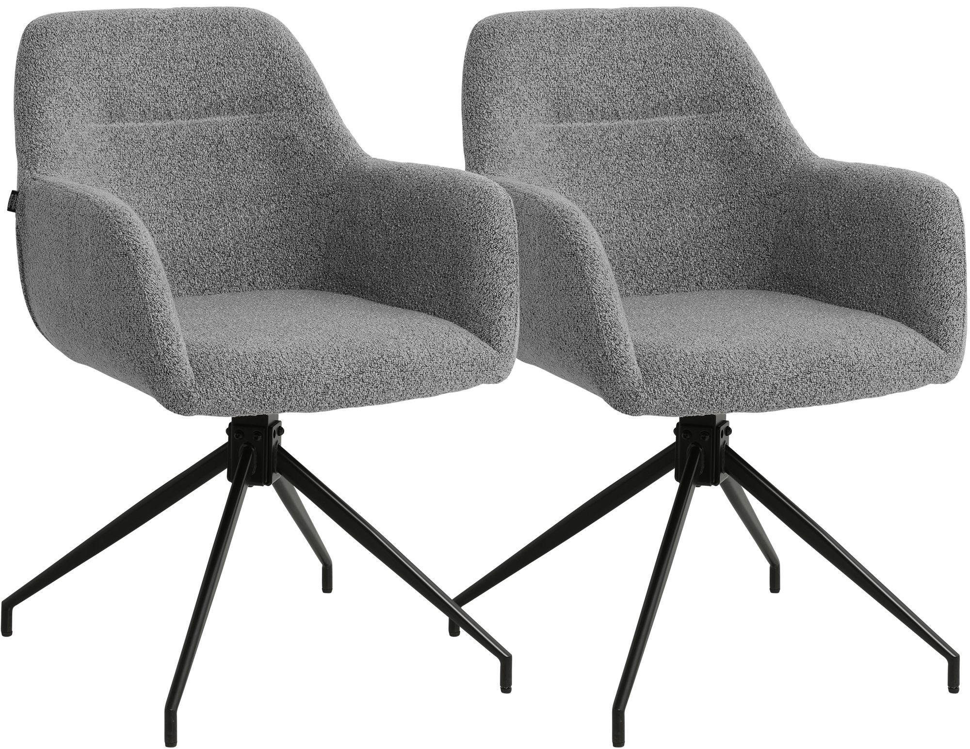 ESSZIMMERSTUHL 2 Stoff Grau - Schwarz/Grau, Textil/Metall (58/85/60cm) - CLP