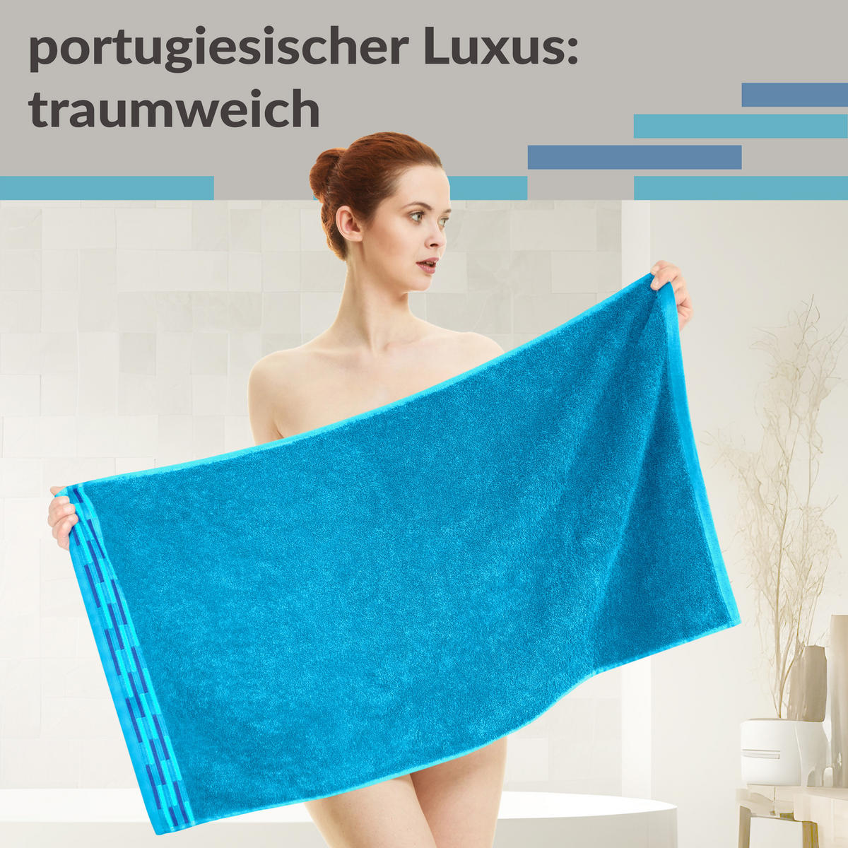 HANDTUCH Lugano Aquamarin 2er 50x100 cm - Blau, Textil (50/100cm) - Lashuma