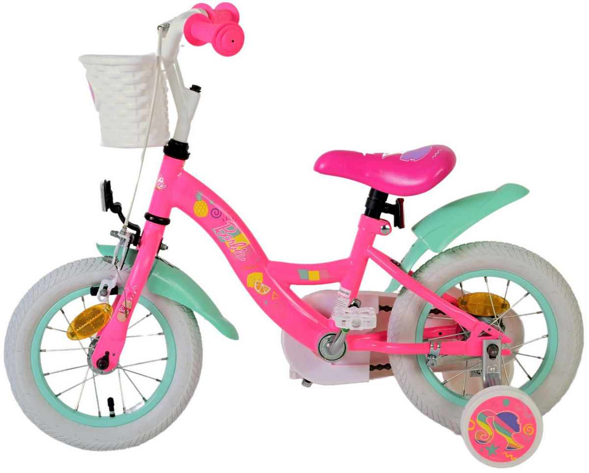 KINDERFAHRRAD Barbie - Mädchen - 12 Zoll - Rücktritt + Handbremse - Rosa - Rosa, Metall (48cm) - TPFSports