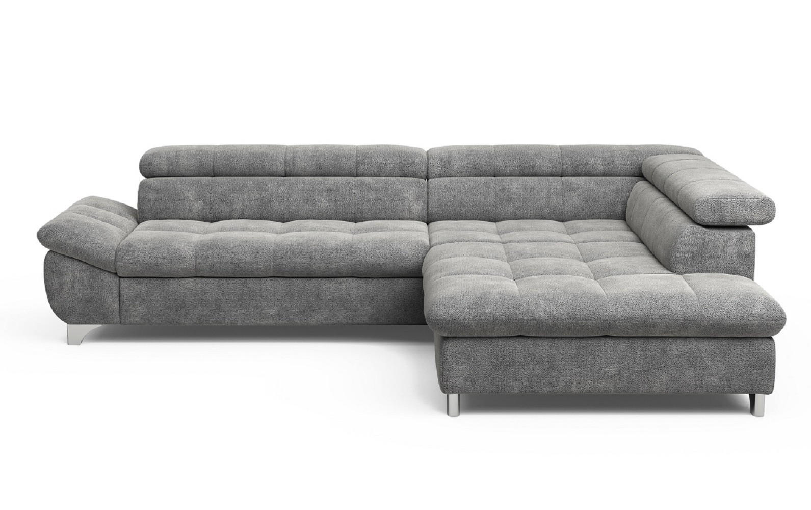 ECKSOFA mit Schlaffunktion und verstellbare Kopflehnen - Silberfarben/Grau, Textil/Metall (234/312cm) - Cotta