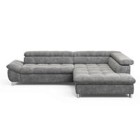 ECKSOFA mit Schlaffunktion und verstellbare Kopflehnen - Silberfarben/Grau, Textil/Metall (234/312cm) - Cotta