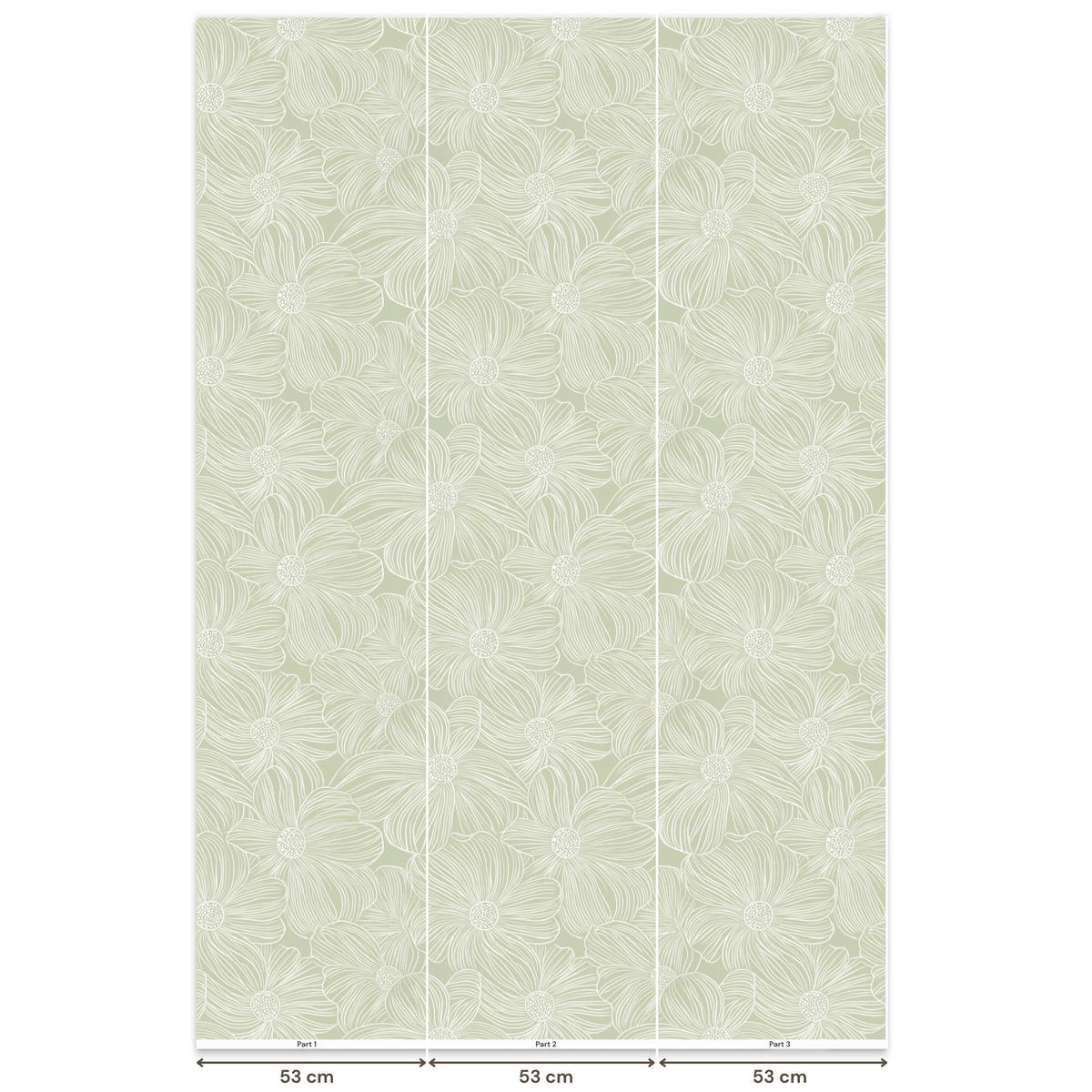 TAPETE - Gelassenheit - Blumen - Grün - 160x240 cm - Salbeigrün, Papier (160/240cm) - OnlyWow