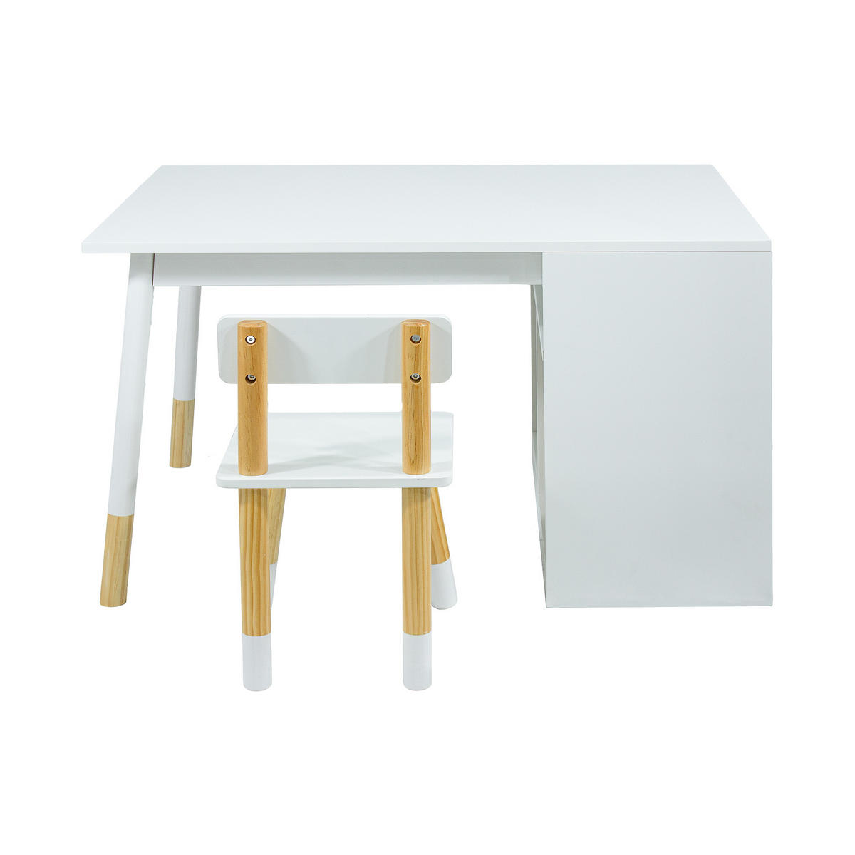 KINDERTISCH UND STÜHLE Weiß 90/60/53 2er-Set - Weiß, Holz (90/53/60cm) - Mobili Rebecca