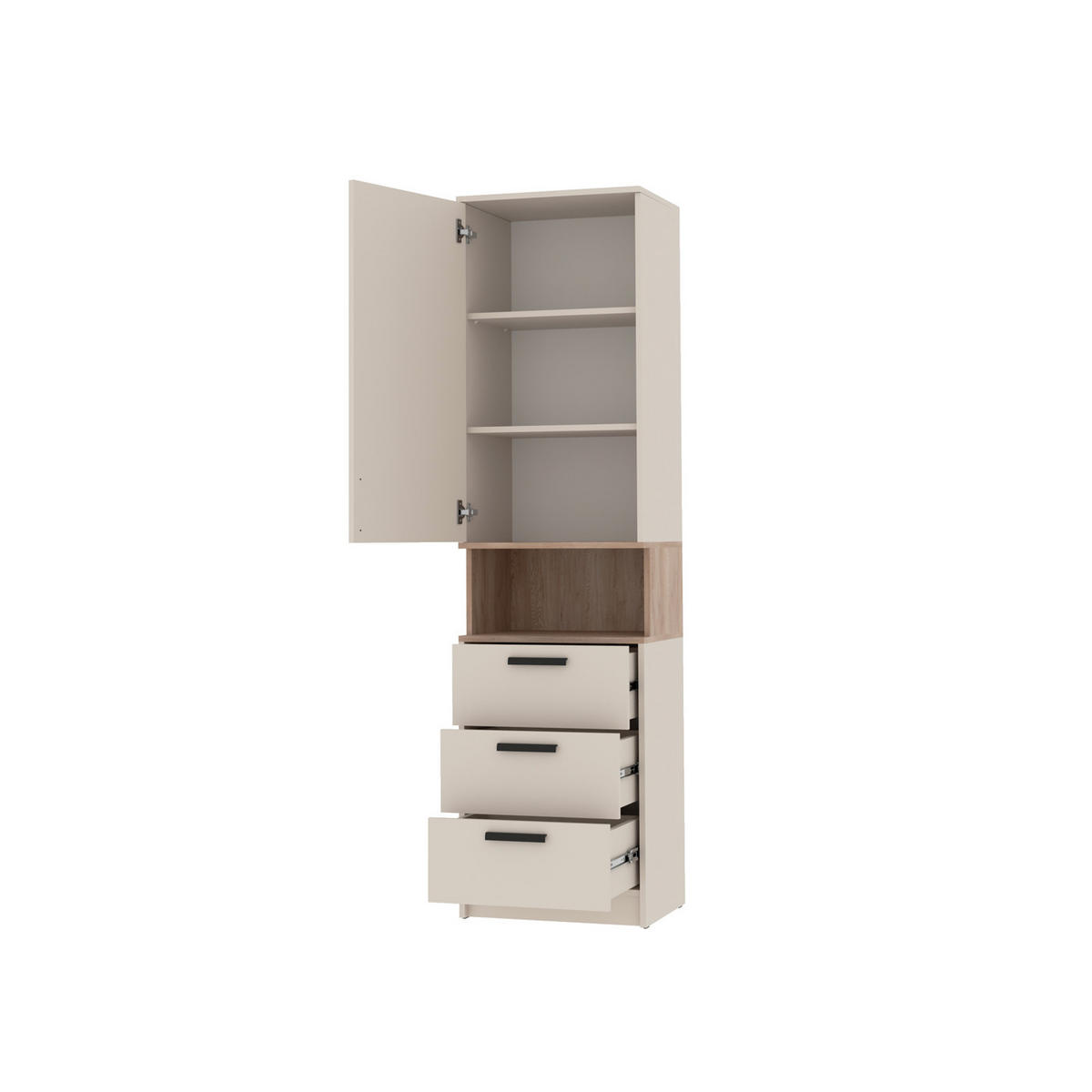 MEHRZWECKSCHRANK GRANT G6/C GRAUBEIGE CASHMERE 52/195/40 - Kaschmir/Schwarz, Holzwerkstoff/Kunststoff (52/195/40cm) - Marmex Möbel