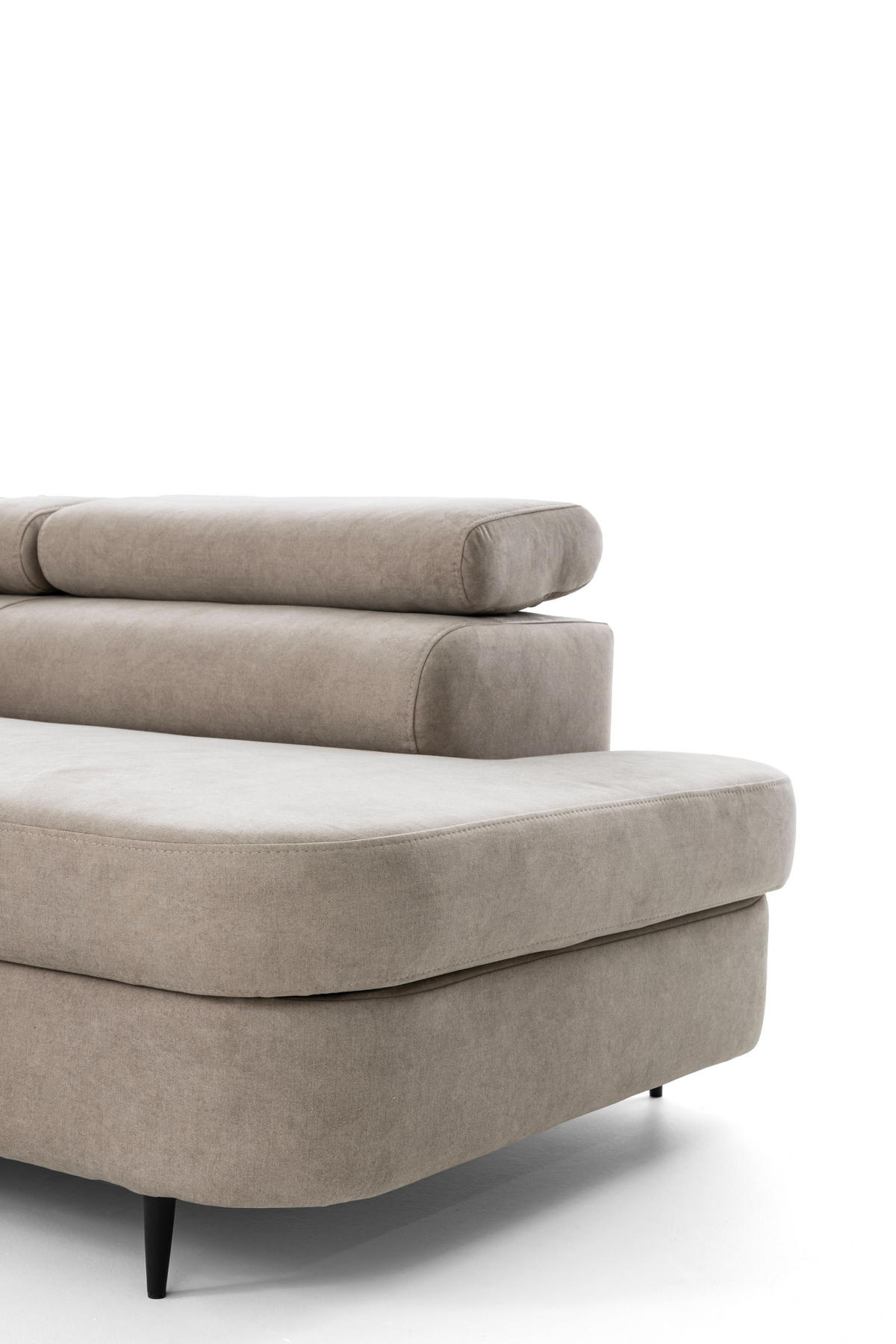 ECKSOFA U-Form PRIAM U2 mit Schlaffunktion 126x270 Velours Creme - Chromfarben/Creme, Holz/Textil (350/91/203cm) - Muffo