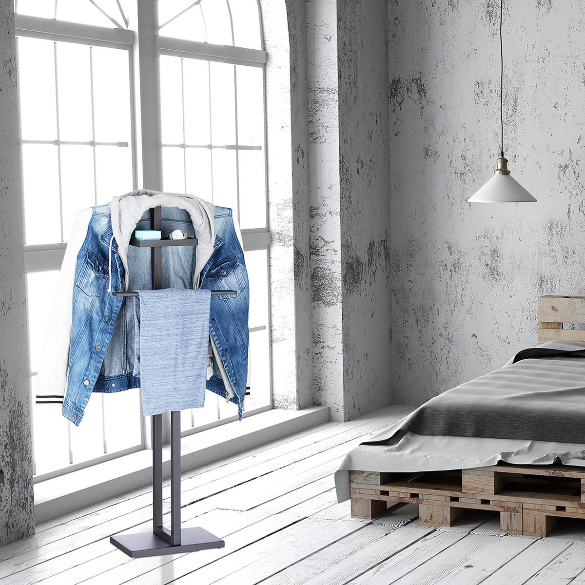 STUMMER Diener - Schwarz, Holzwerkstoff/Metall (52.5/112/20cm) - Relaxdays