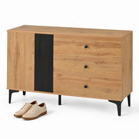 KUCHYŇSKÁ SKŘÍŇ bílá, úložný prostor, moderní minimalistický design, do obývacího pokoje, 120×35×76 cm - přírodní/černá, kov/kompozitní dřevo (120/76/35cm) - STILVORA