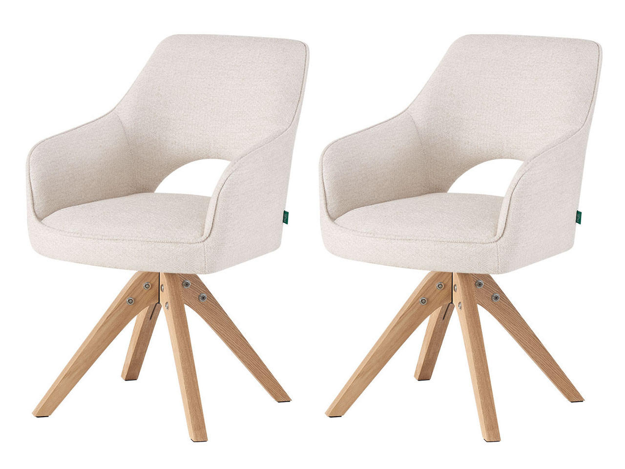 ESSZIMMERSTUHL THOMAS-LISA 2er-Set 360°drehbar - Weiß, Holz/Textil (57/86/63cm) - DUBI Möbel