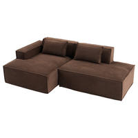 3-SITZER ECKSOFA Polyester Braun mit 2 Kissen - Braun, Textil (235/129cm) - WISHDOR