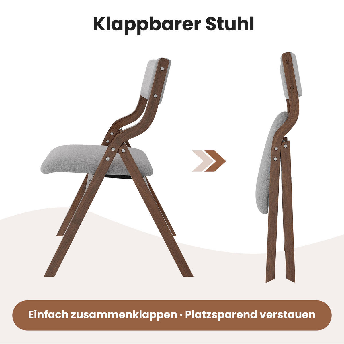 ESSZIMMERSTÜHLE 4er-Set Klappbar Massivholz Leinen Grau - Grau, Holz (55/81/49cm) - FLIEKS