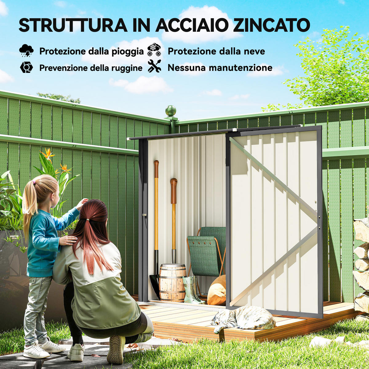 GARTENHAUS aus verzinktem Stahl mit Tür 100 x 104 x 160 cm ,dunkelgrau - Dunkelgrau, Metall (100/160/104cm) - Vallsero