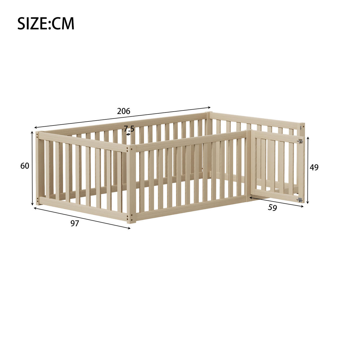 DĚTSKÁ postel 90/200 cm přírodní z masivní borovice s dvířky a zábranou - přírodní, dřevo (90/200cm) - OKWISH