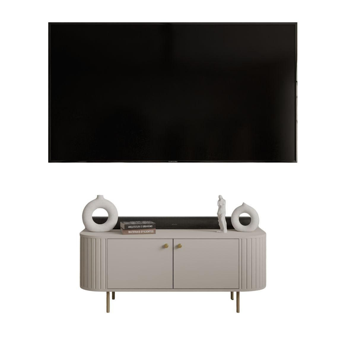 LOWBOARD mit zwei Türen beige OVIO - Beige, Holzwerkstoff (123/50/42cm) - Compleo24