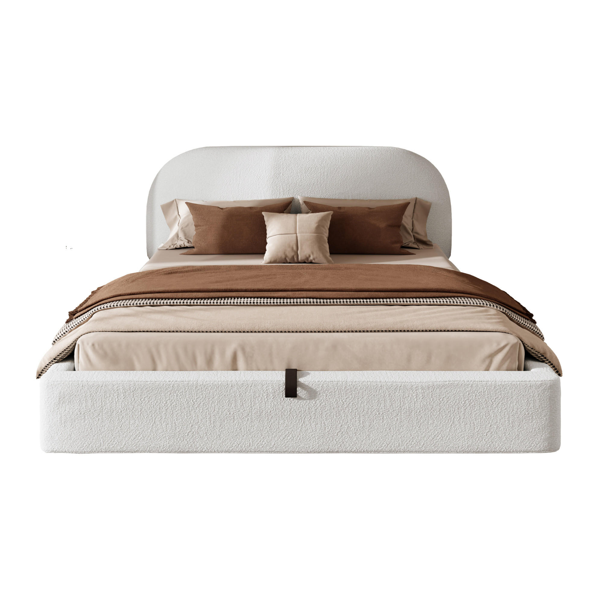 POLSTERBETT 180/200 cm mit hydraulischem Stauraum, Lattenrost und abnehmbarem Bouclé-Bezug, Beige - Beige, Textil (180/200cm) - Redom