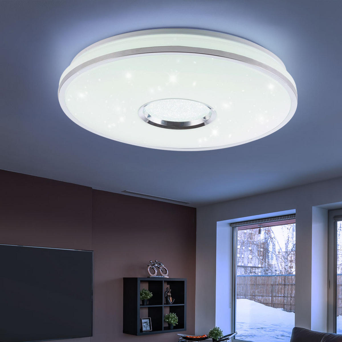 LED DECKENLEUCHTE Metall Weiß Chrom - Weiß, Kunststoff/Metall (49/49/7.8cm) - Globo Lighting