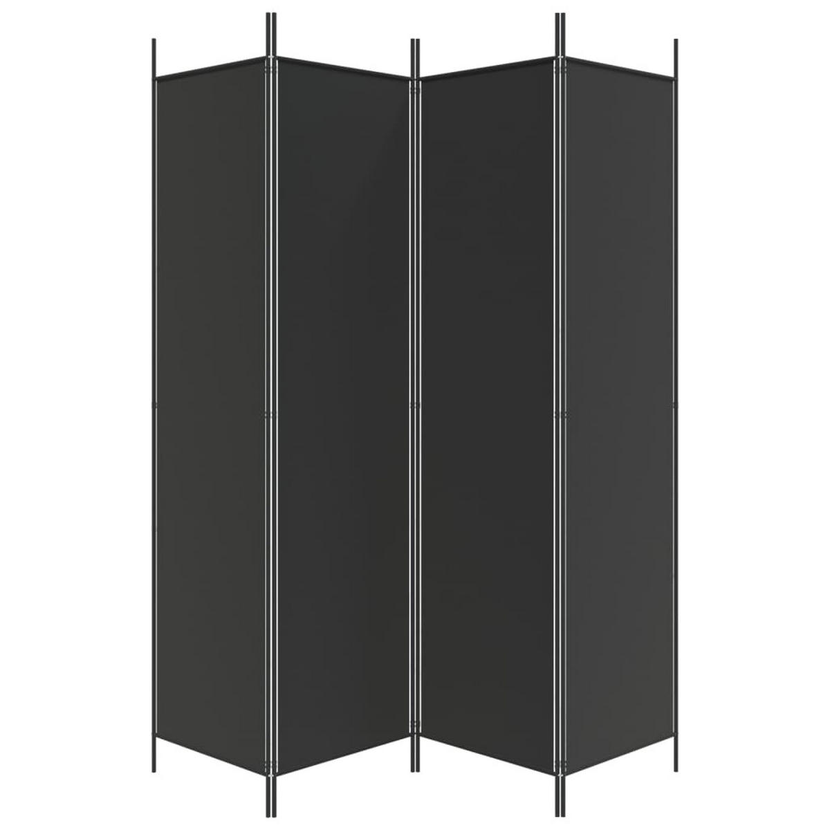 4-TLG. Paravent Schwarz 200x200 cm Stoff - Schwarz, Textil (200/200/200cm)