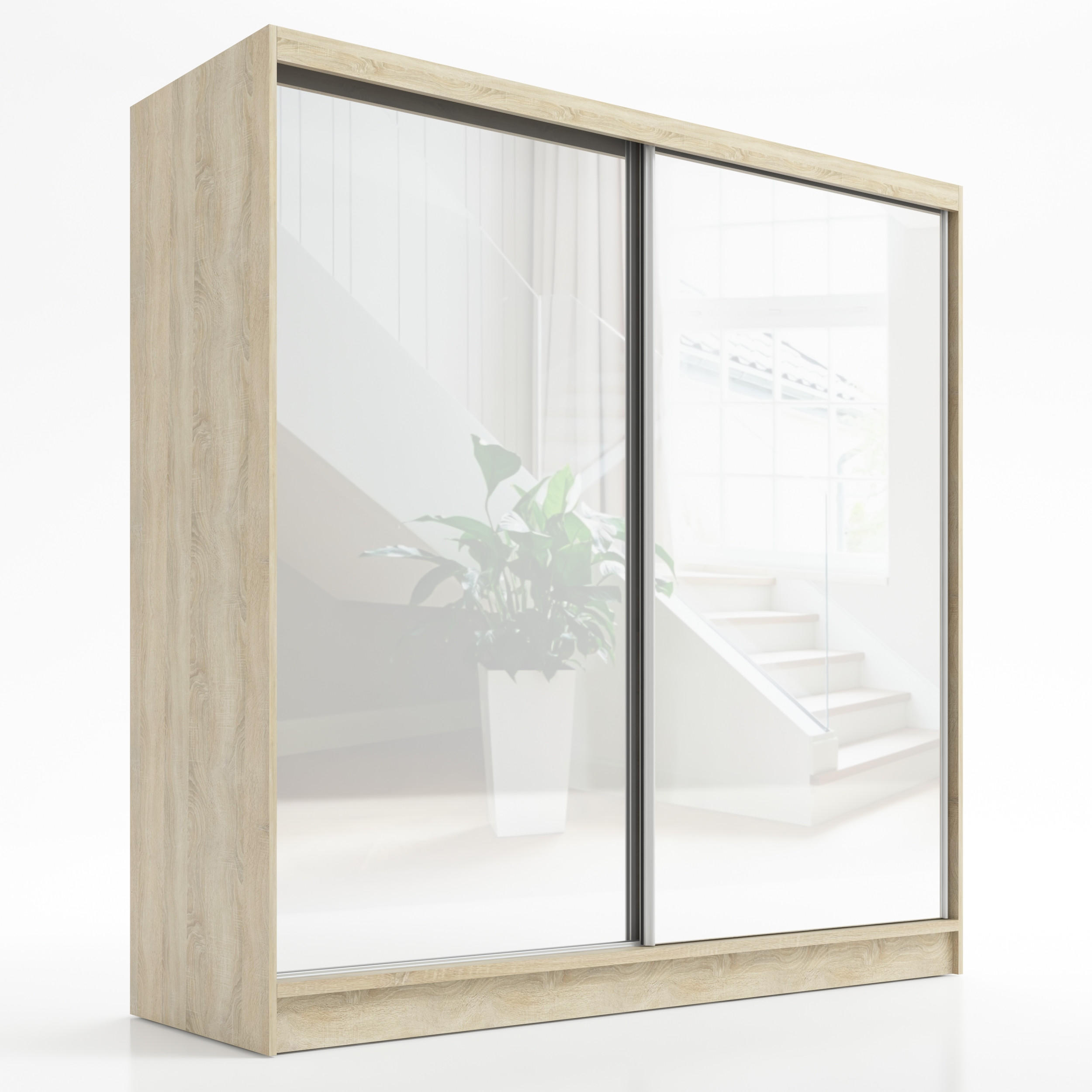 A&J MöbelLand Schwebetürenschrank Braun 200x215x59.5 cm