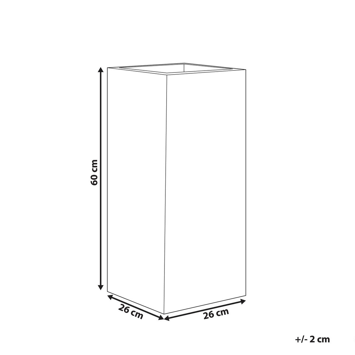 BLUMENTOPF taupe quadratisch 26/26/60 cm Dion - Beige, Naturmaterialien (60cm) - Beliani