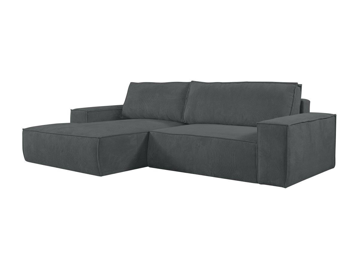 ECKSOFA mit Schlaffunktion - Ecke Links - Cord - Anthrazit - AMELIA - Anthrazit, Textil (167/267cm) - Vente-Unique