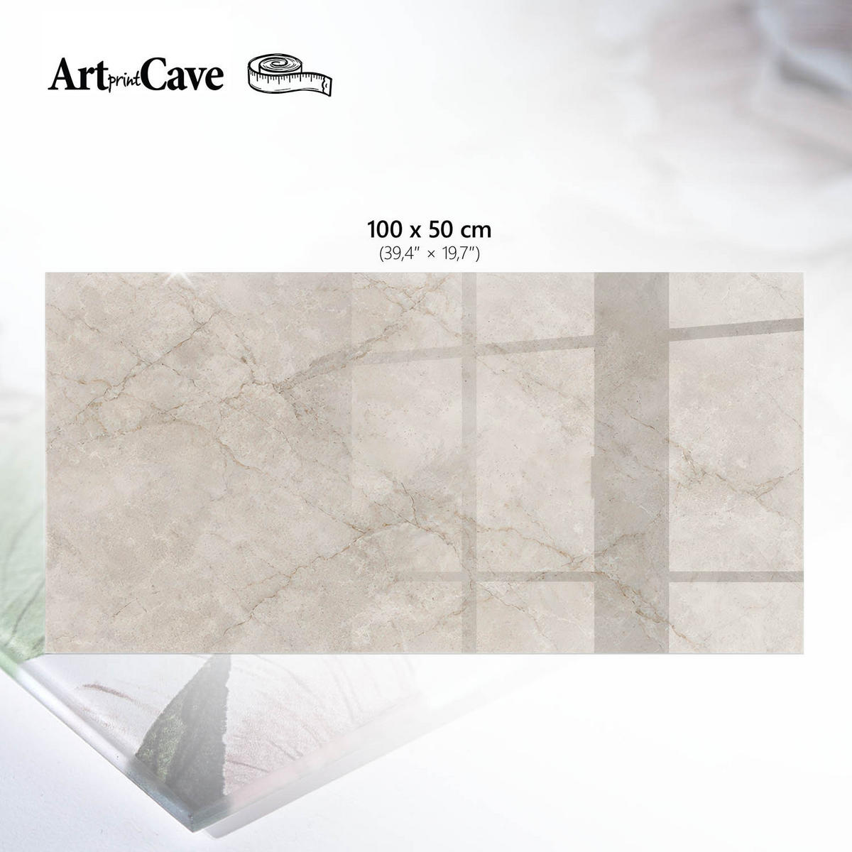 TISCHPLATTE 100x50 cm – Steinmuster - Beige, Glas (100/50/0.4cm) - Wallfluent