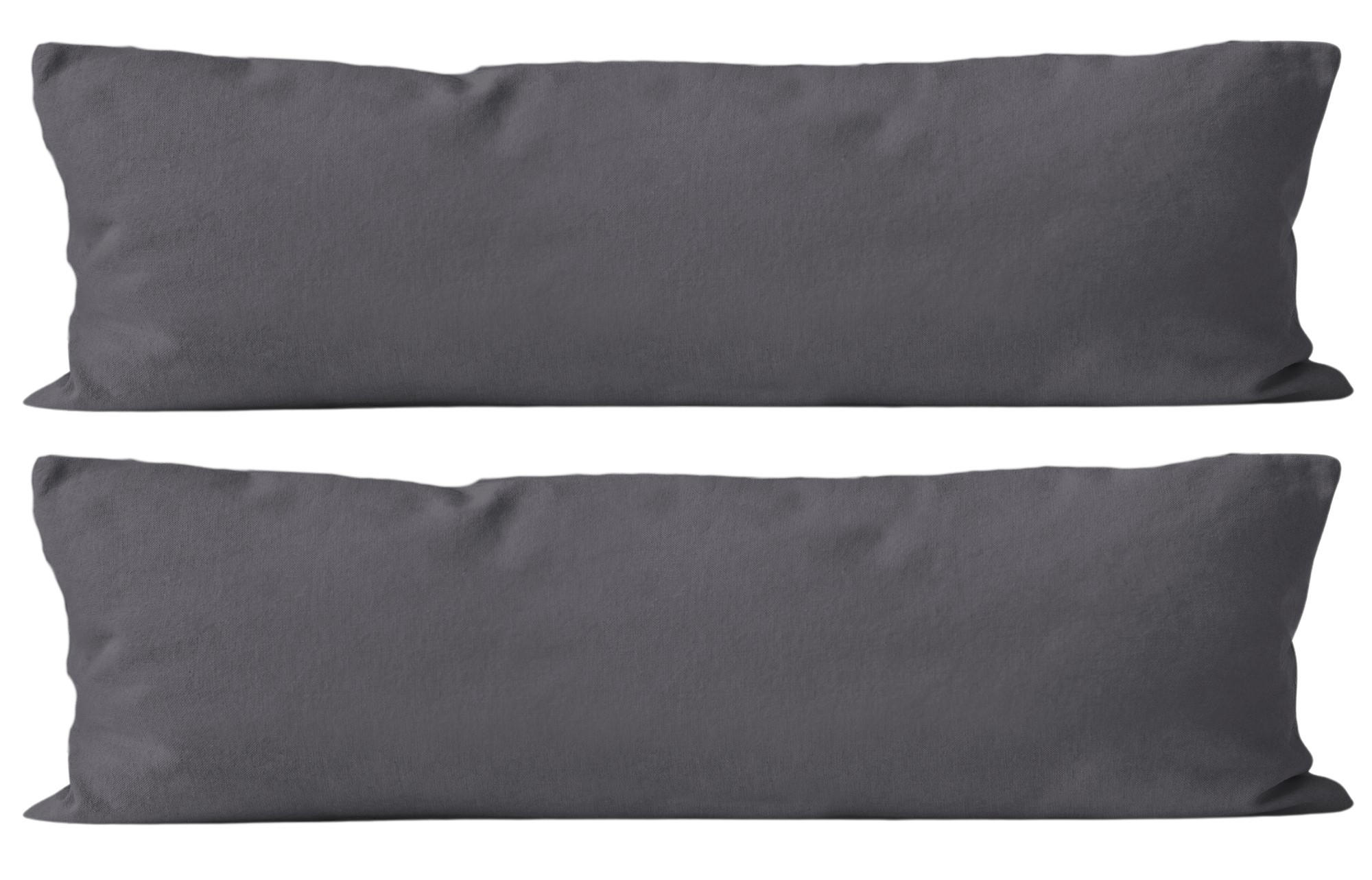 SEITENSCHLÄFERKISSEN-BEZUG 40x145 cm aus 100% Baumwolle, KISSENBEZUG Anthrazit Uni - Anthrazit, Textil (145/40cm) - Carpe Sonno