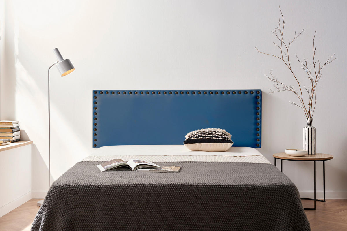 KOPFTEIL gepolstert MODENA Kunstleder 130x55x8 cm - Dunkelblau - Moonia - Dunkelblau, Holz (130/8/55cm)