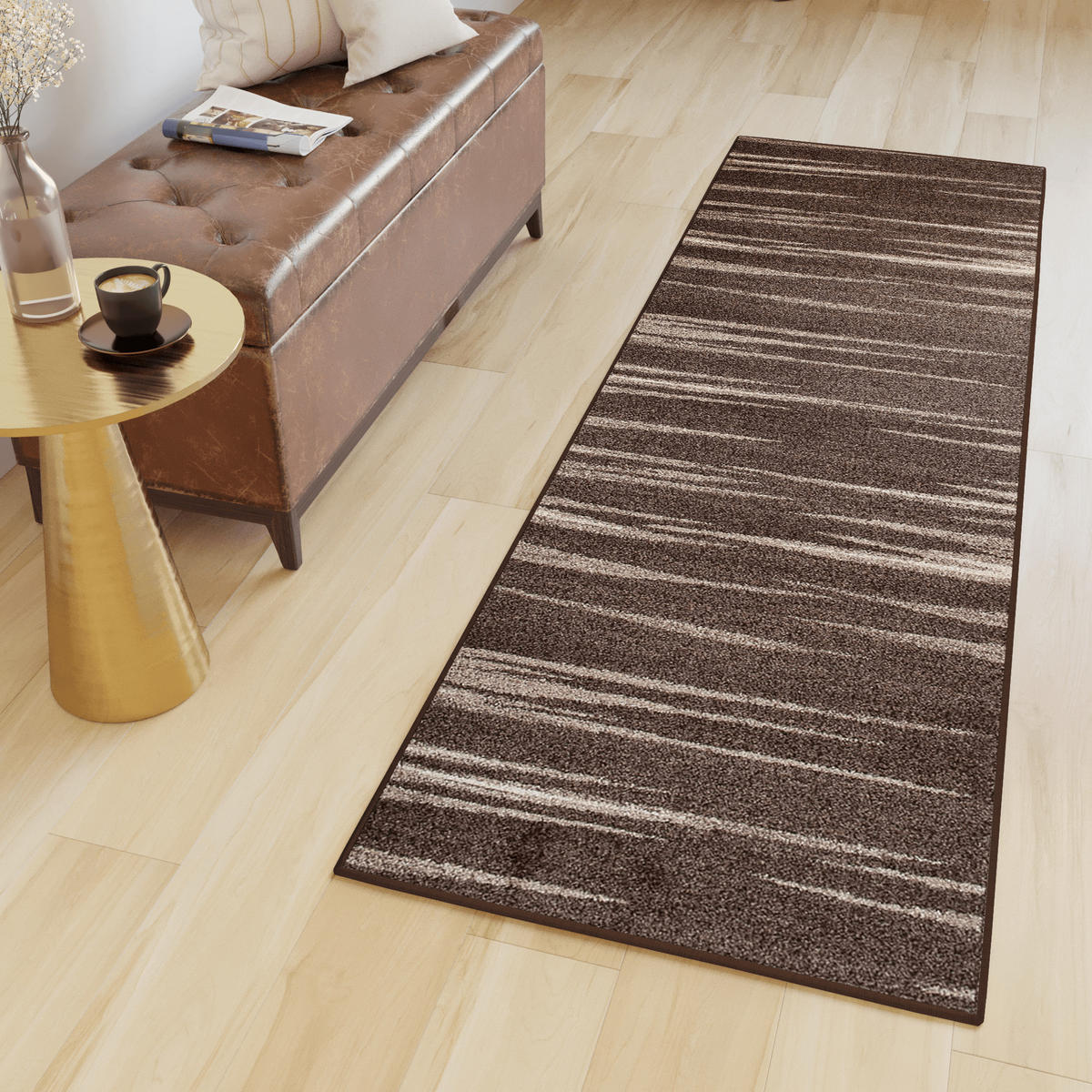 LÄUFER SARI Dunkelbraun 90/1100 cm - Dunkelbraun, Textil (90/1100cm) - Tapiso
