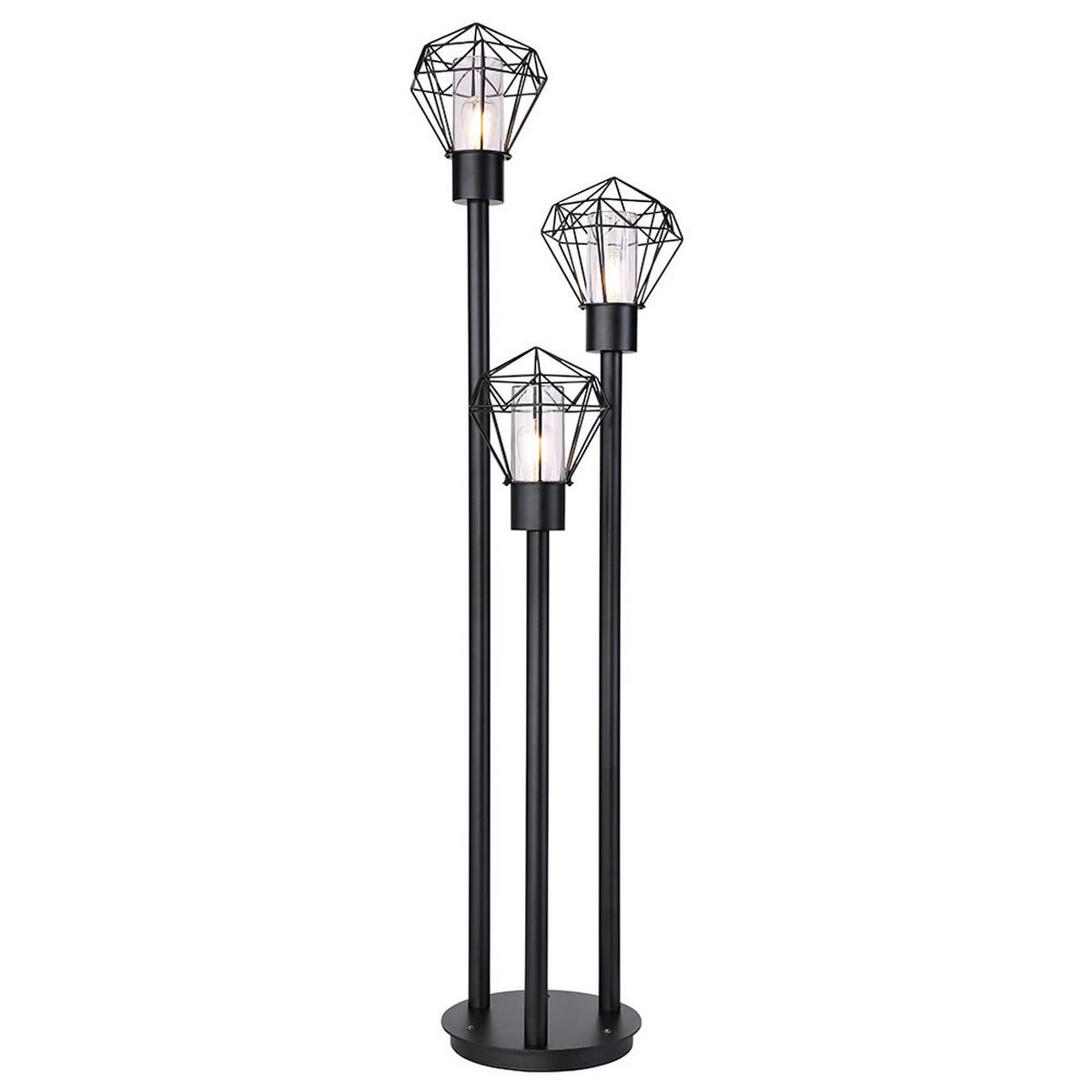 STEHLEUCHTE Metall Schwarz Gitter 3 flammig - Schwarz, Metall (44.2/44.5/170cm) - Globo Lighting