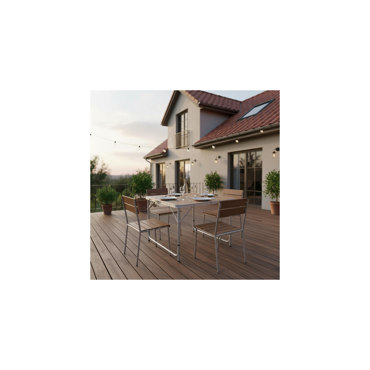 CAMPINGTISCH für 4 Personen klappbar - Kofferform - Abmessungen: 80 x 60 x 70 cm - Braun, Metall (80/60/69cm) - O’Camp