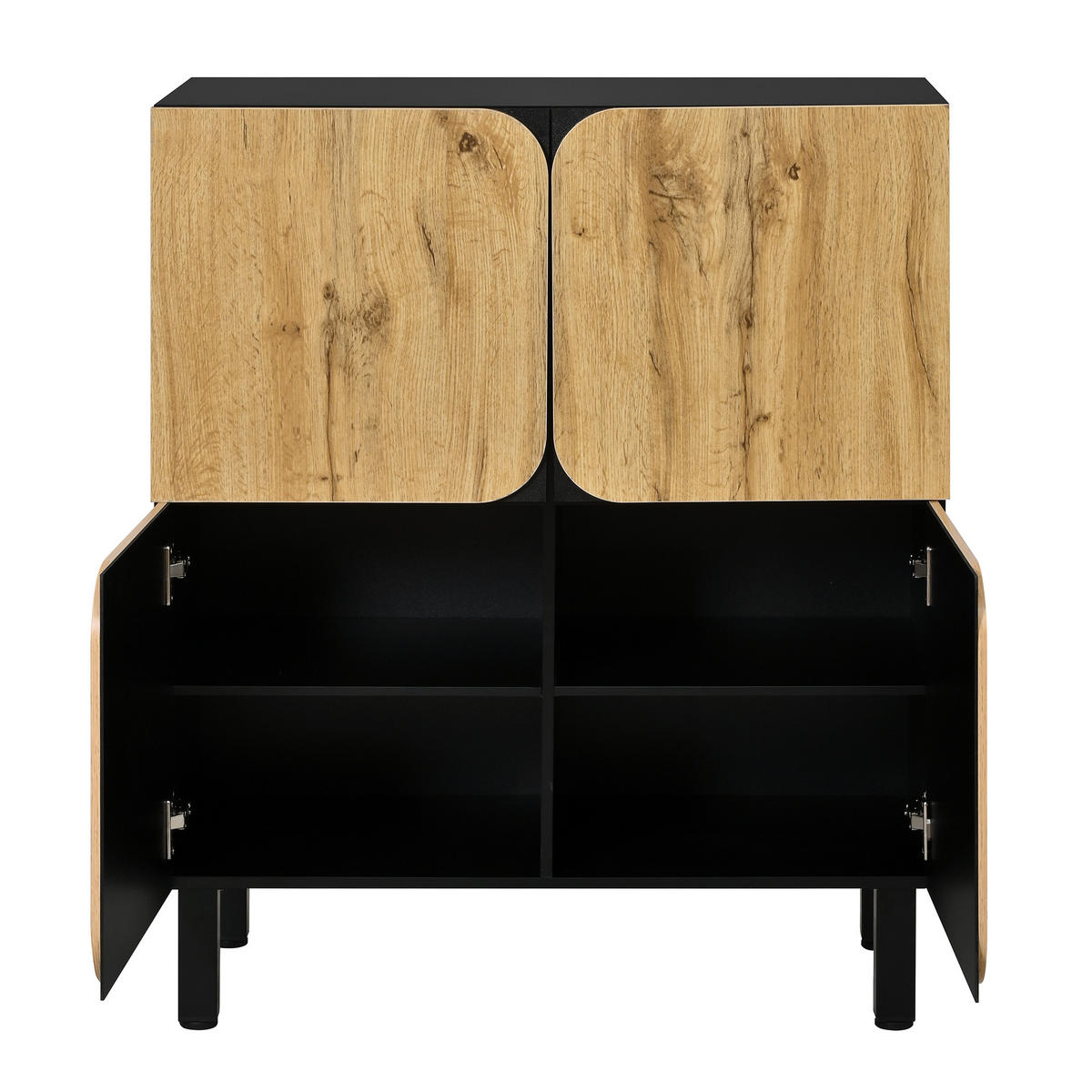 SCHUHSCHRANK 80/38,5/95 cm Schwarz/Natur aus MDF mit Soft-Close - Schwarz, Holzwerkstoff (80/95/38.5cm) - OKWISH