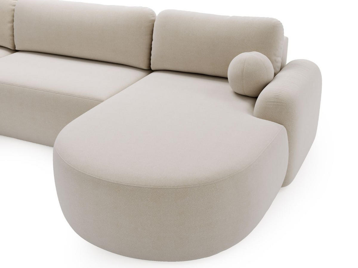 ECKSOFA Aurio U Bouclé-Stoff Creme - Creme/Schwarz, Kunststoff/Textil (347/177cm) - Graingold