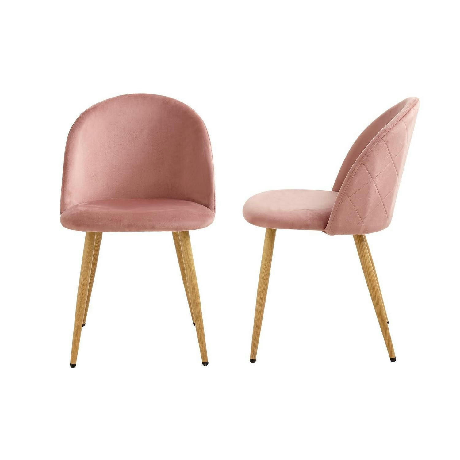 ESSZIMMERSTUHL 2er-Set Samt Rosa mit Metallbeinen - Rosa, Textil (43/80/47.5cm)