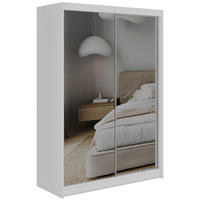 SCHWEBETÜRENSCHRANK 150 - DUBROWNIK - Weiß mit Spiegel - Alufarben/Weiß, Holzwerkstoff/Metall (150/216/61cm) - MKS