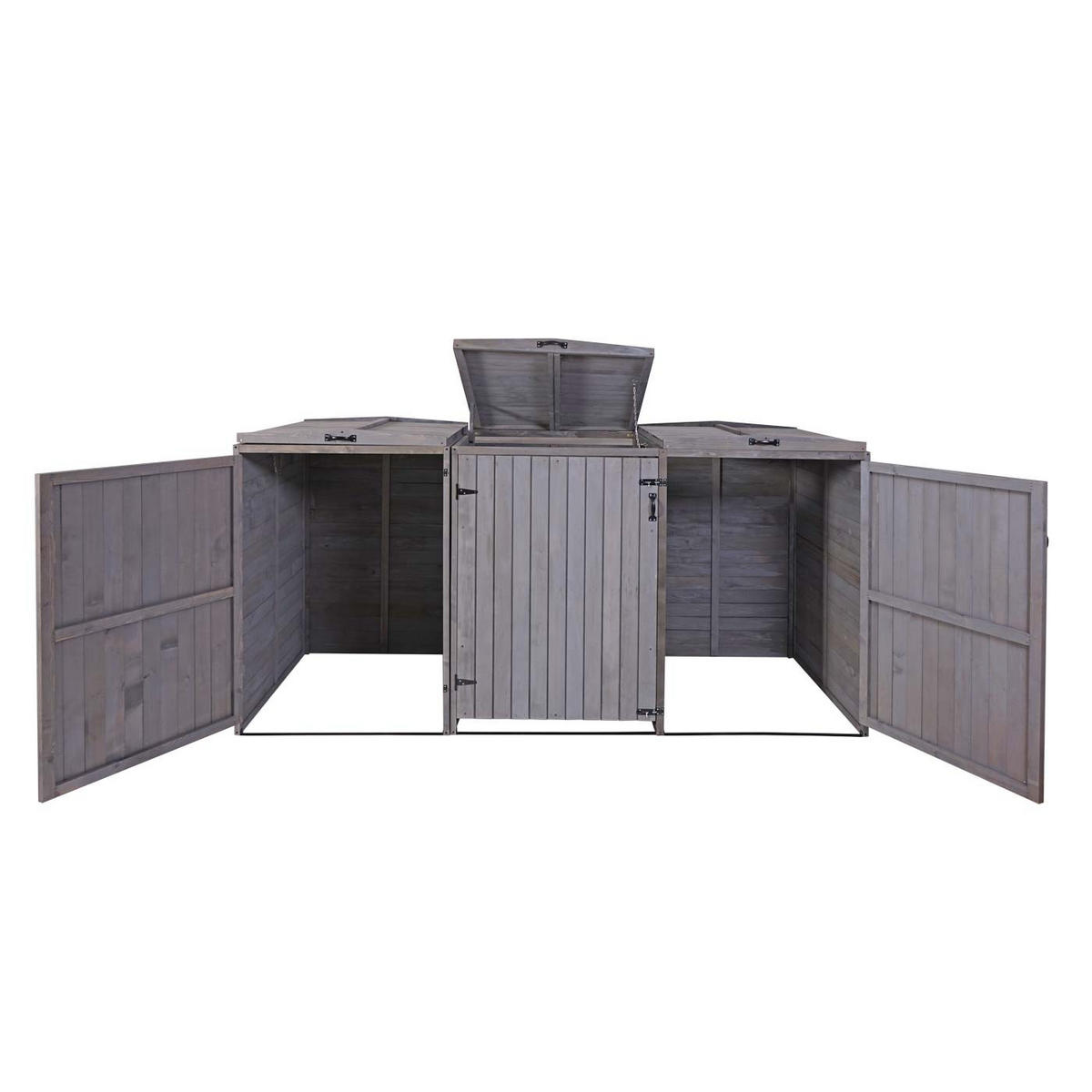 3ER-/6ER-MÜLLTONNENVERKLEIDUNG Anthrazit, Grau - Anthrazit/Grau, Holz (237/126/98cm) - MCW