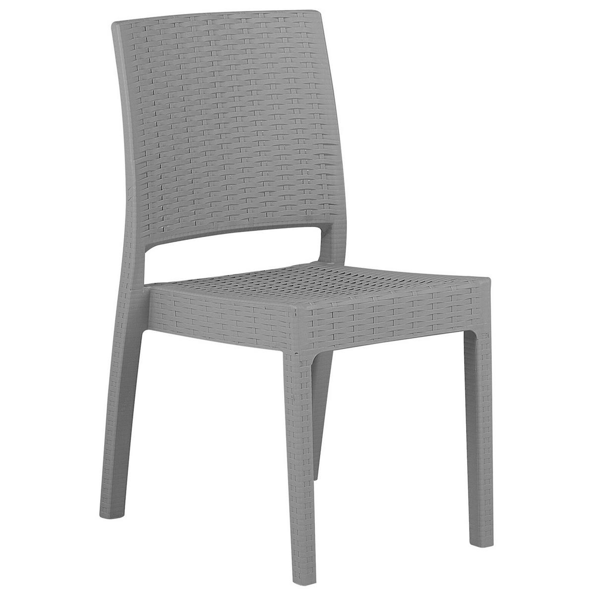 GARTENMÖBEL SET 6-Sitzer Rattanoptik hellgrau Fossano - Hellgrau, Kunststoff - Beliani