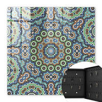 SCHLÜSSELBOX Schwarz 30x30 cm- Türöffnung nach rechts - Farbenfrohes Mosaik - Blau, Metall (30/30/5cm) - TULUP