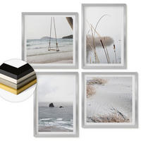 WANDBILDER 4er Set - 50x50 cm & 40x60 cm Silberner Rahmen - Vegetation am Wasser im Sommer - Silberfarben, Kunststoff (50/50cm) - ArtPrintCave