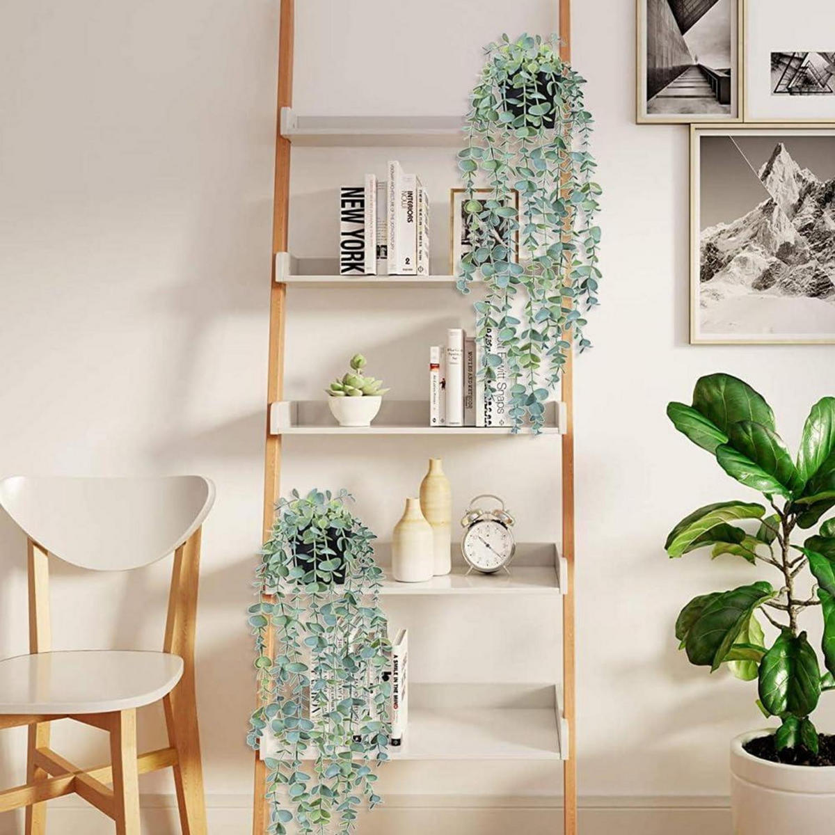 HÄNGEPFLANZE Künstlich 2er Set Eukalyptus 56 cm - Grün, Kunststoff (56cm)