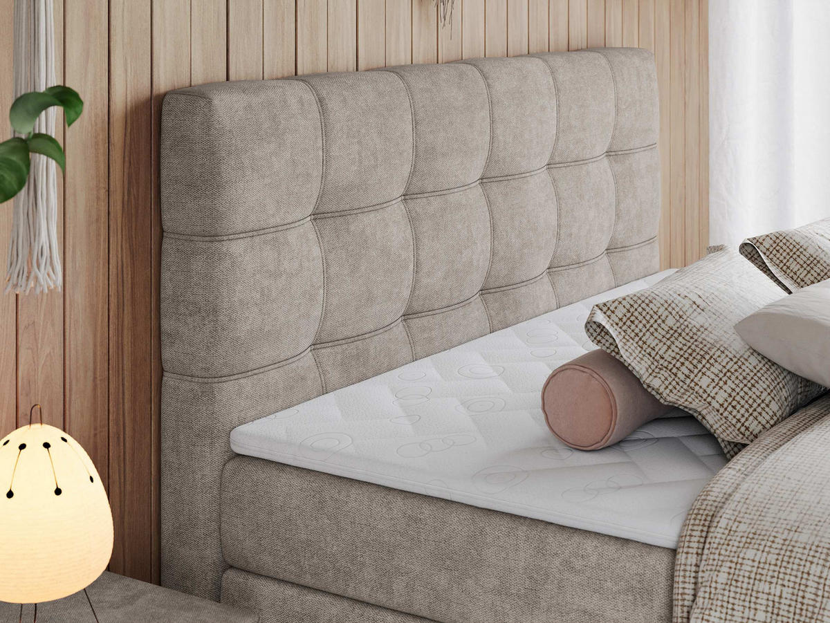 BOXSPRINGBETT ERNI KING 180/200 Beige Struktur - H3 - Beige, Holz/Textil (180/200cm) - MKS