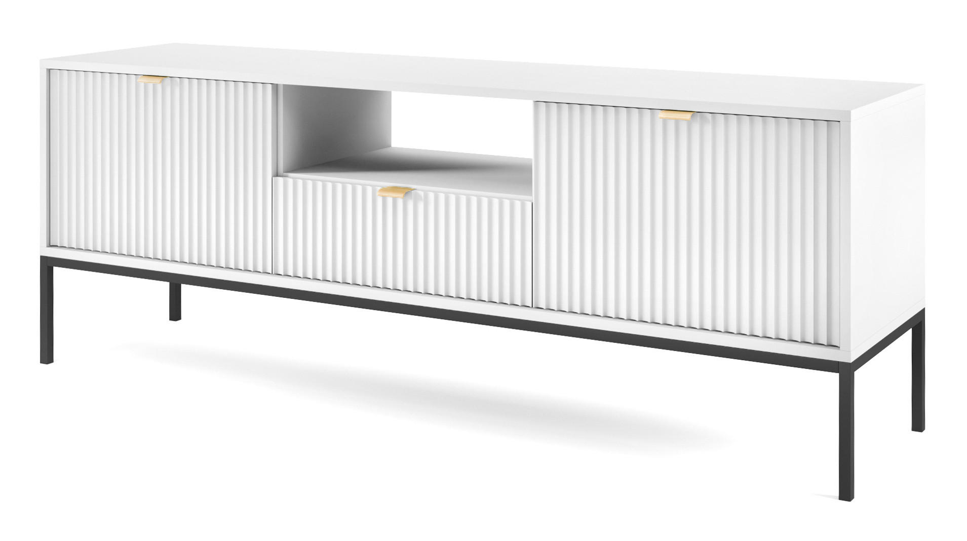 TV-SCHRANK Vellore Weiß 154 cm - Goldfarben/Schwarz, Holzwerkstoff/Metall (154/56/39cm) - Selsey