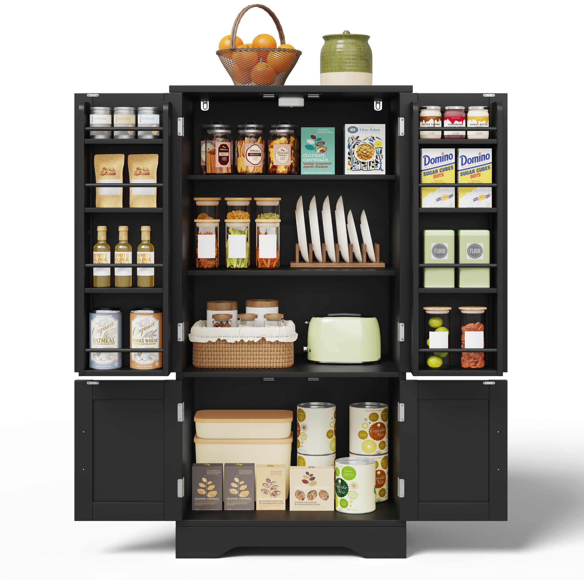 BUFFET 60/40/120 cm schwarz aus MDF mit LED-Sensorlicht - Schwarz, Holzwerkstoff (60/120/40cm) - OKWISH