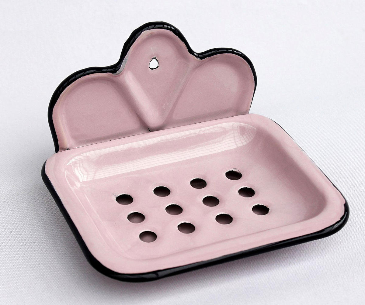 SEIFENHALTER 618 Rosa Seifenschale 13cm emailliert Landhaus Emaille - Rosa, Glas (13/7/11cm) - DanDiBo