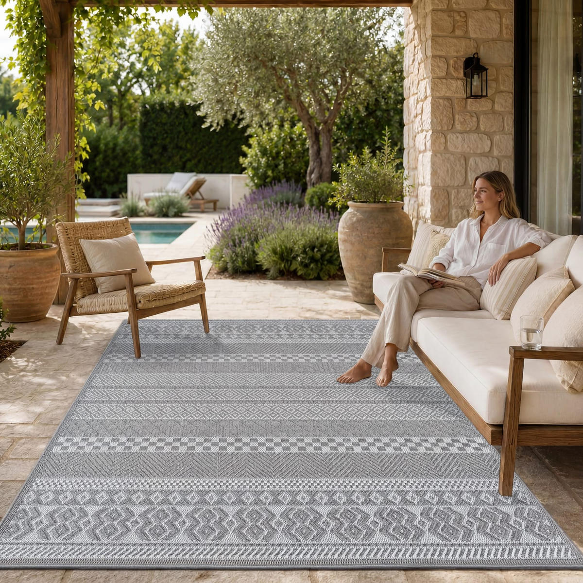 OUTDOORTEPPICH 80/150 cm Vermont 183 - Hellgrau, Kunststoff (80/150cm) - Paco Home